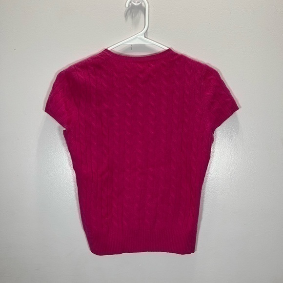 Vintage Definite View Barbiecore Hot Pink Cap Sleeve Knit 100% Cashmere Sweater - Picture 5 of 8